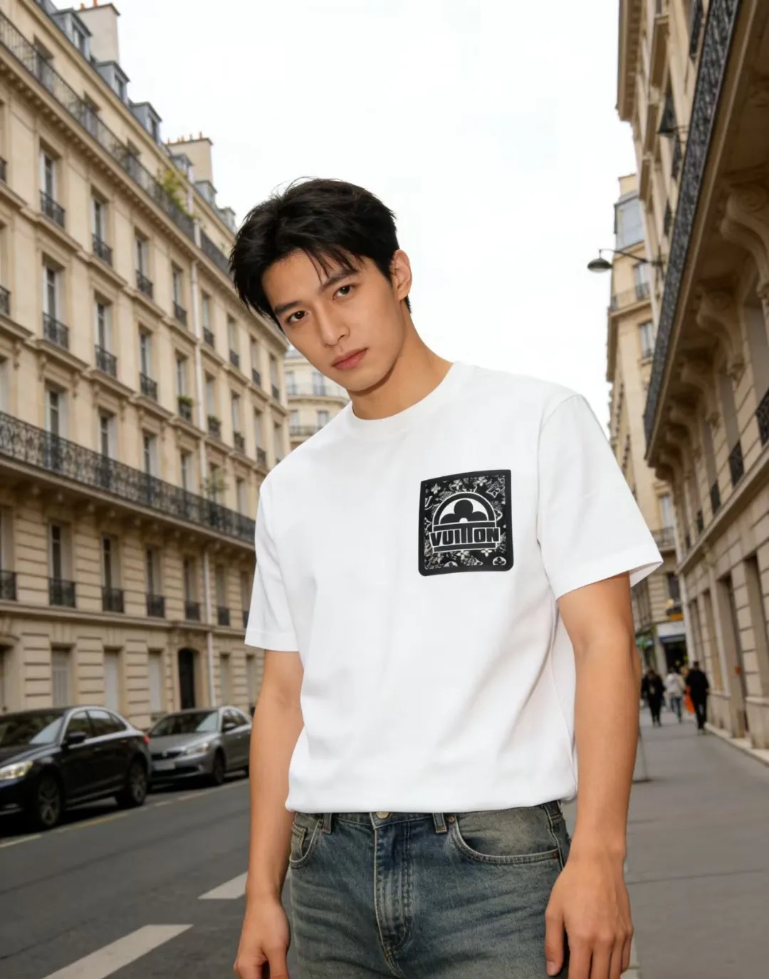 Louis Vuitton/Louis Vuitton presbyopic fake pocket printed short sleeves